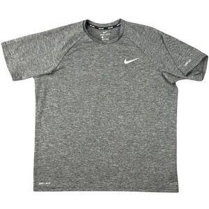Nike Swim Men's Large Dri-FIT Shirt‎ Grey Heathered UPF 40+ Rash Guard Athletic